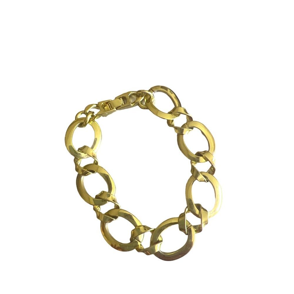 Vintage Gold Plate Simple Classic Chain Link Bracelet 7.5" Traditional Workwear